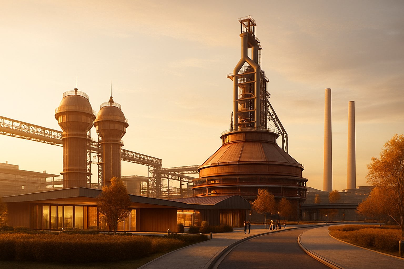 Blast furnace plant at dusk