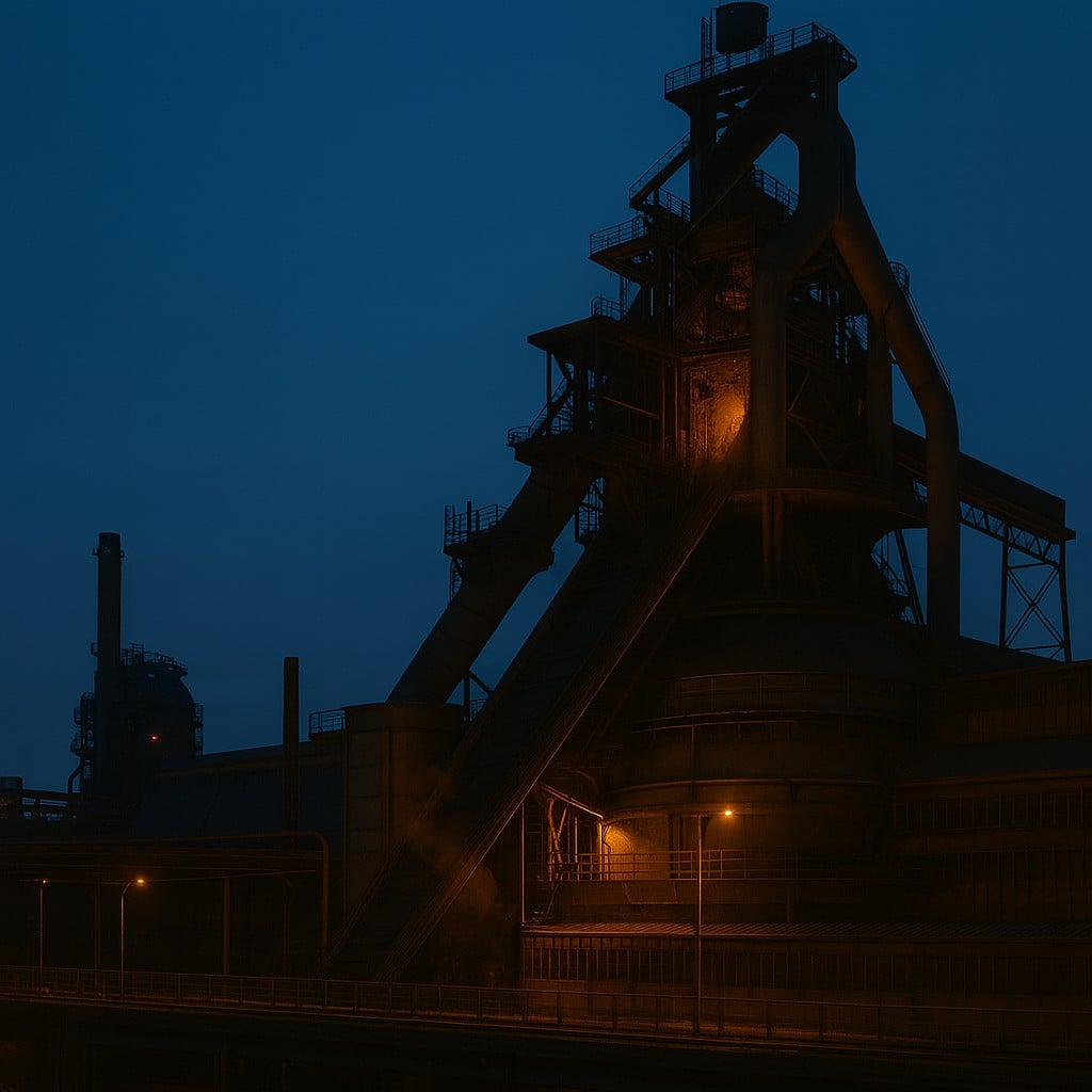 Blast furnace at night